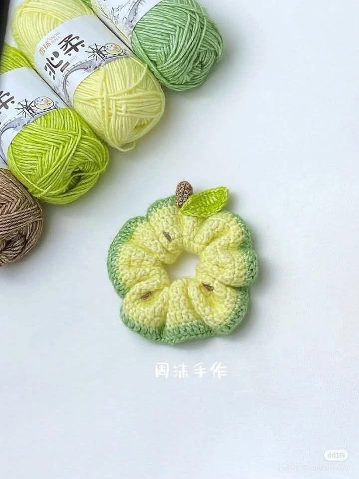 Cute avocado hair scrunchie